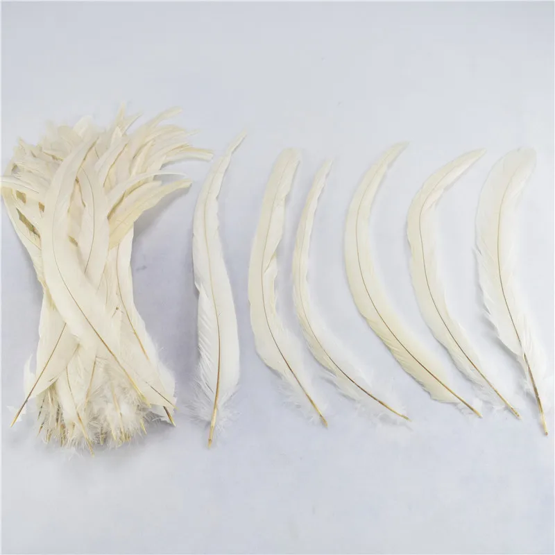 Off White Горячая 50 шт-100/лот 30-35 см/12-14 дюймов Куриные перья DIY Перья для рукоделия и свадебные украшения, аксессуары - Цвет: Off White