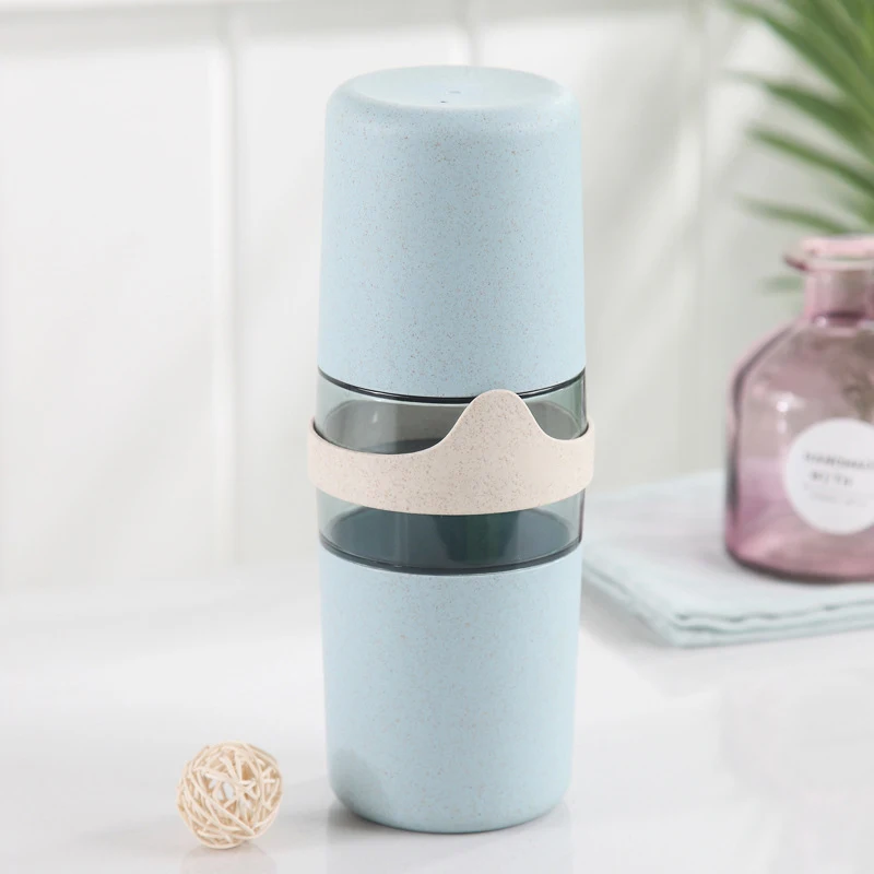 Синий Travel Toothbrush Cup Antibacterial Wash Portable Storage Box Trips Handy Bathroom Toothpaste Holder Organizer Divider Camping - Цвет: Синий