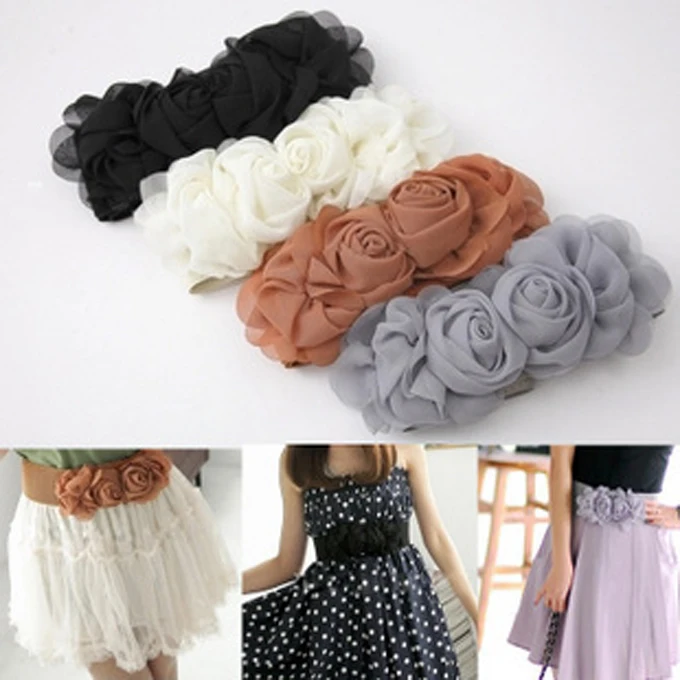 Женский ремень с двойными цветами эластичный пояс широкий универсальный декор