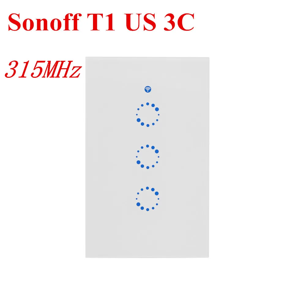 Sonoff T1 Wifi настенный выключатель беспроводной дистанционный светильник-реле приложение сенсорное управление Wifi умный переключатель работа с Google Home Alexa - Цвет: US 3gang