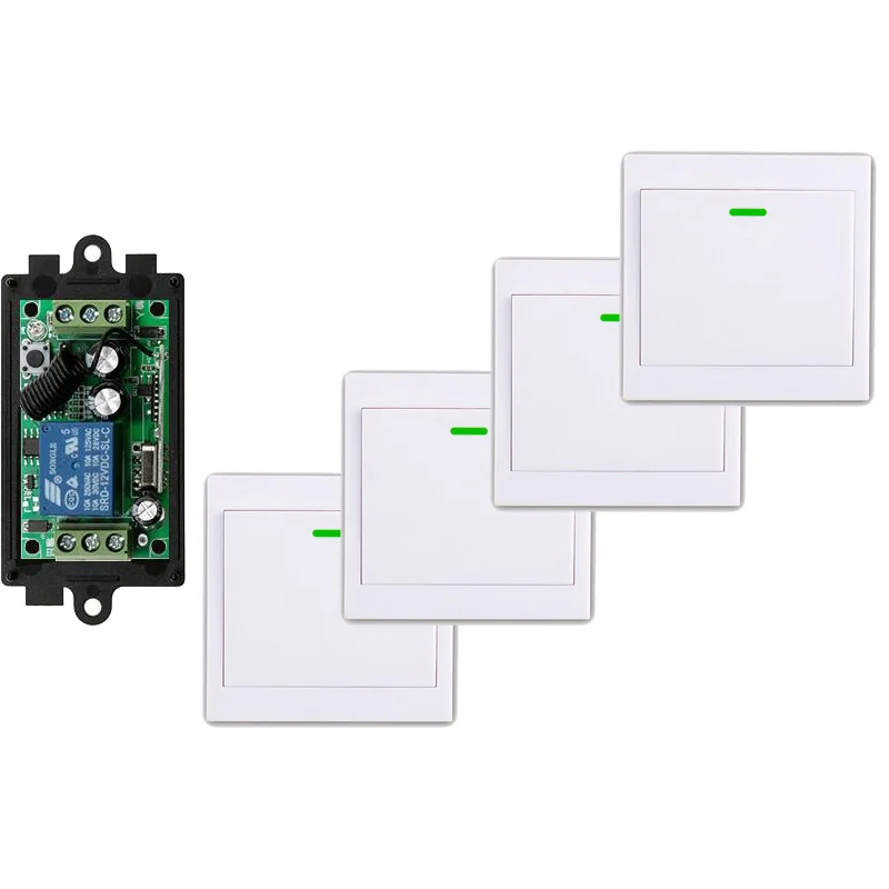 

DC 12V 1 CH 1CH RF Wireless Remote Control Switch Relay Receiver +86 Wall Panel Remote Transmitter ,315/433.92 MHZ