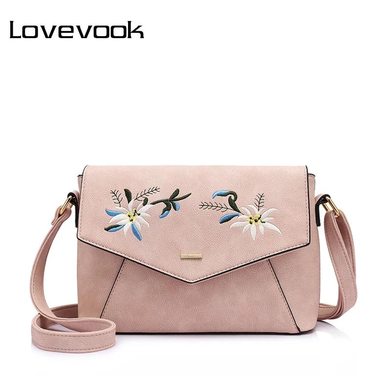 Lovevook сумка женская черз плечо не большая с вышивкой дамские сумки мессенджер из искусственной кожи высокого качества для девочек и женщины маленькая сумочка