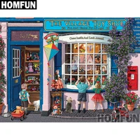 homfun full squareround drill 5d diy diamond painting village toy shop 3d embroidery cross stitch 5d home decor a00778