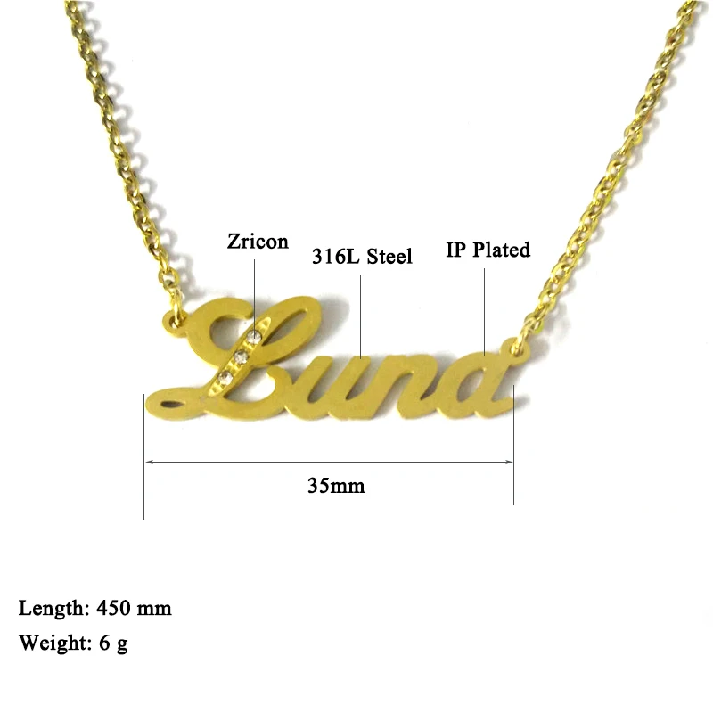 

MadApe Gold Color Letter "Luna" Name Necklace For Women, Stainless Steel Pendant Chain, Custom Perosnalized Any Name Necklace
