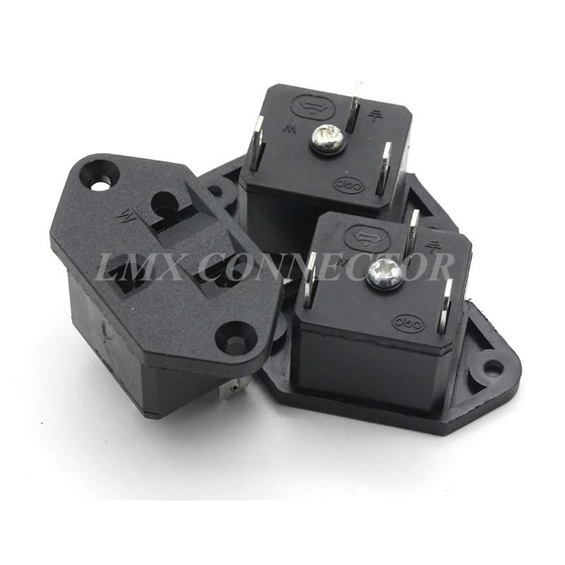 10PCS IEC320 Black Female Socket Power socket 3P Connector iron copper Switch AC-15 | Обустройство дома