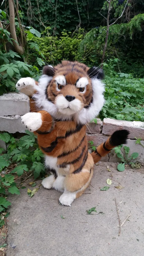 Большая новая модель тигра пластиковая и меховая левая стоячая кукла Тигр