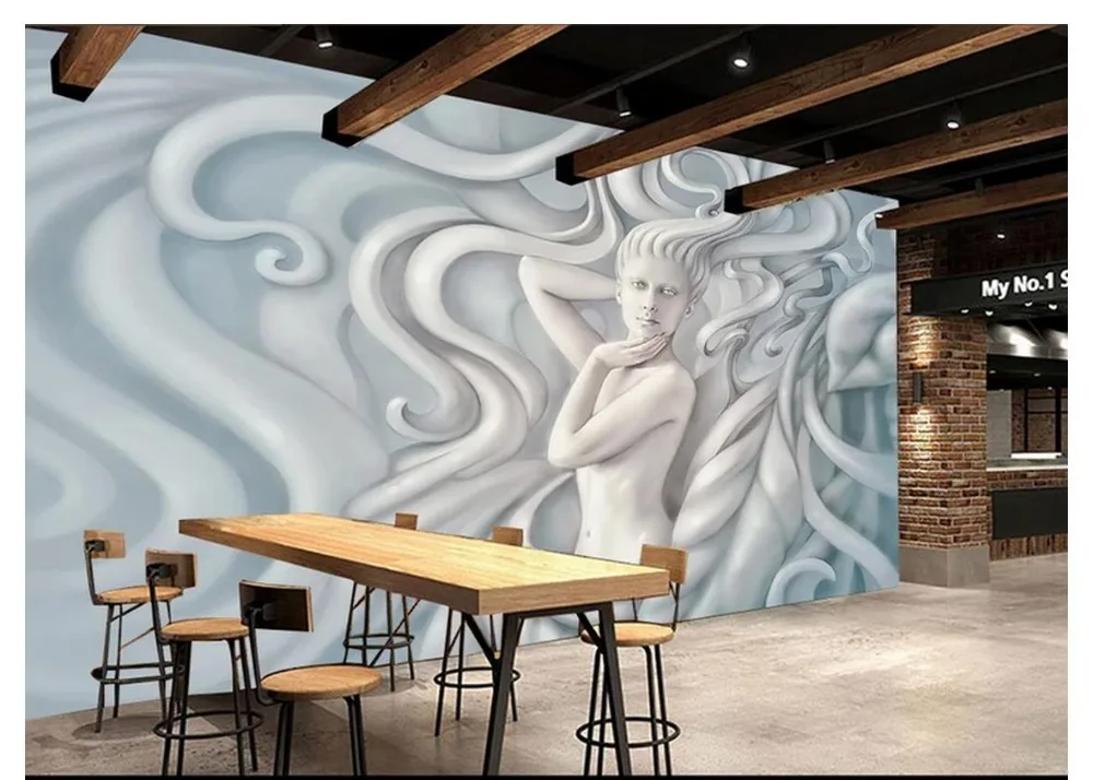 3d фотообои на заказ современный стиль Bas relief фигура скульптура ktv бар фоновая