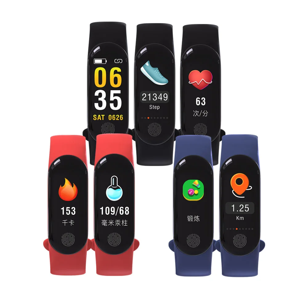 Smart BT4 Fitness Wristband M3Plus Heart Rate Blood Pressure Calories Distance Monitor Bracelet WhatsApp SMS Call Reminder | Электроника