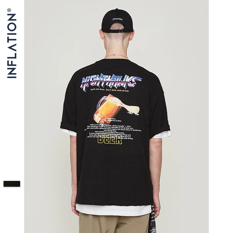 Мужская футболка INFLATION черная свободная с коротким рукавом лето 2019 | одежда