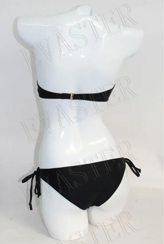 Latest design Sweet The Maya Twist Bandeau Top &amp Double-String Bottom sexy black bathing suit |