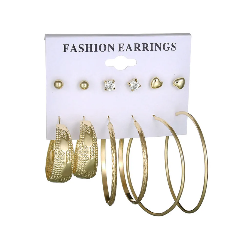 Набор сережек модные серьги набор ушных колец 6 комплектов в виде больших кругов