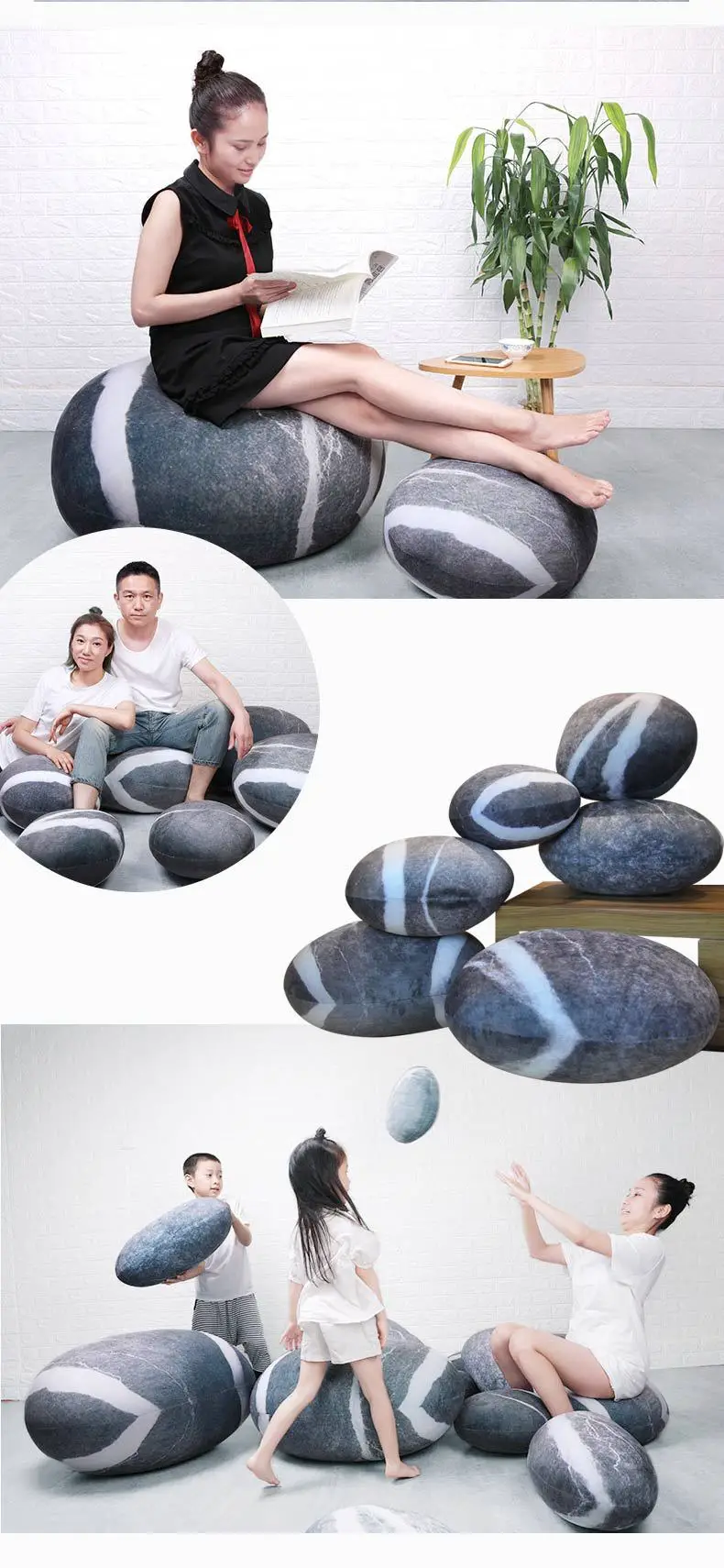 Новинка, горячая креативная 3D подушка с имитацией камня, галька, хлопок, Подушка для спины, ленивый креативный домашний декор, забавная мягкая подушка