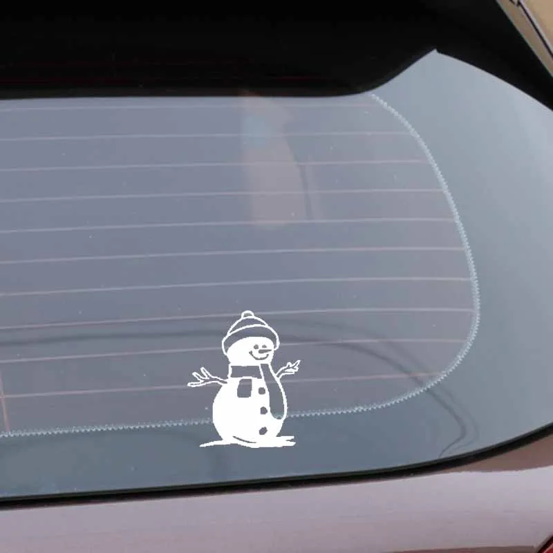 

YJZT 12.7CM*14.7CM Car Sticker Vinyl Decal Christmas Snowman Cartoon Decoration Black/Silver C23-0288