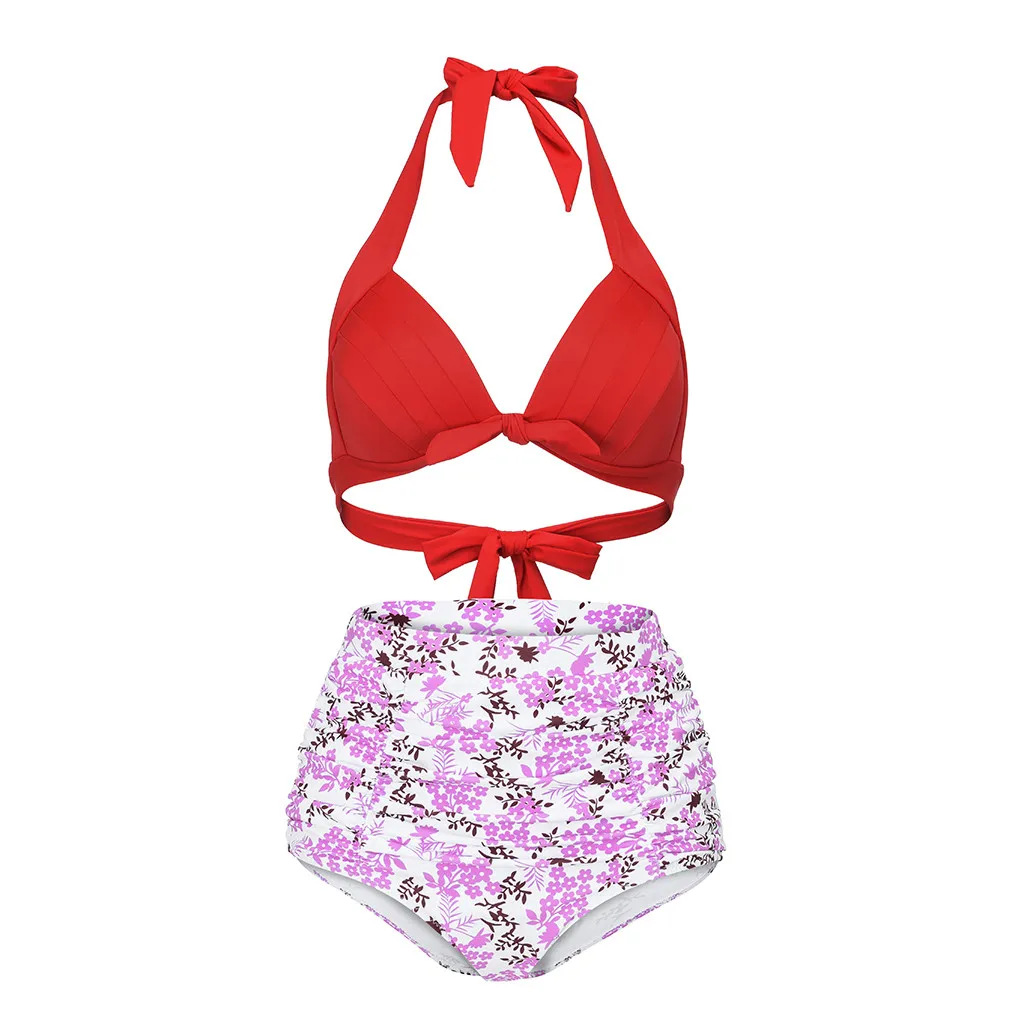 Женский купальник с высокой талией maillot de bain femme комплект бикини цветочным
