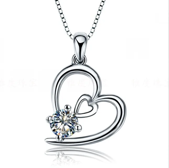 

Pretty Love 0.5Ct Diamond Pendant Necklace Solid 925 Sterling Silver Necklace with Free Chain Wedding Jewelry