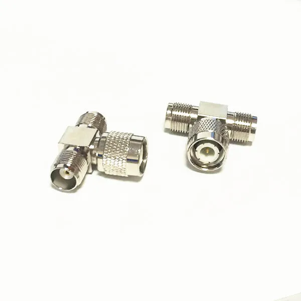 

1PC NEW TNC Male Plug to 2*TNC Female jack T Type Splitter RF Coax Adapter Convertor Straight Nickelplated Wholesale