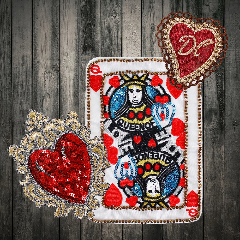 Вышивка значок Death Card покер A of Spades нашивка в виде сердца вышитая аппликация с