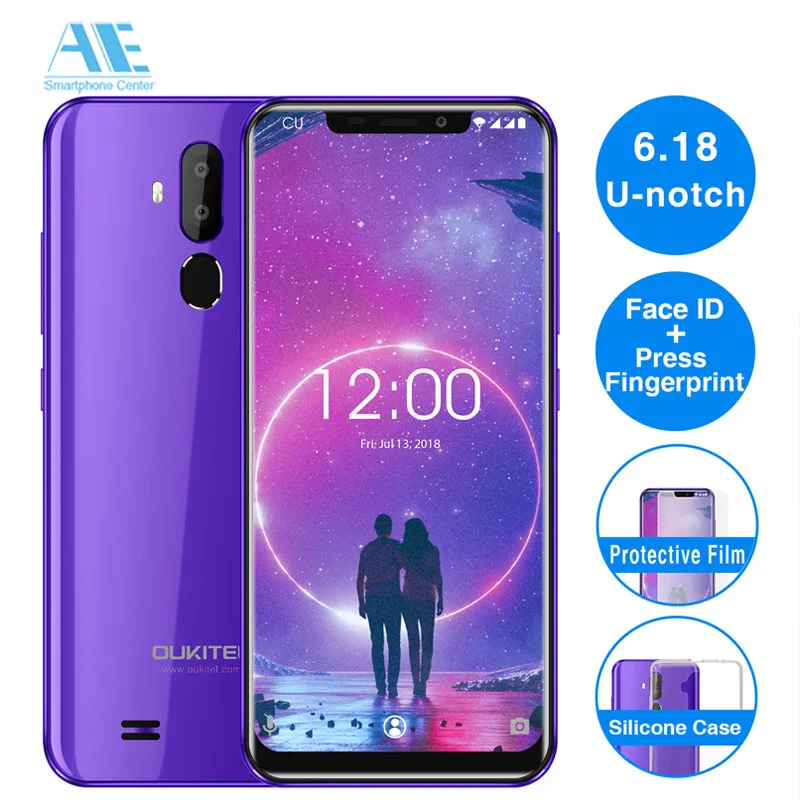 OUKITEL C12 6,1" 19:9 Android 8,1 смартфон 2 Гб ОЗУ 16 Гб ПЗУ отпечаток пальца ID мобильный телефон MTK6580 четырехъядерный 3300 мАч разблокировка