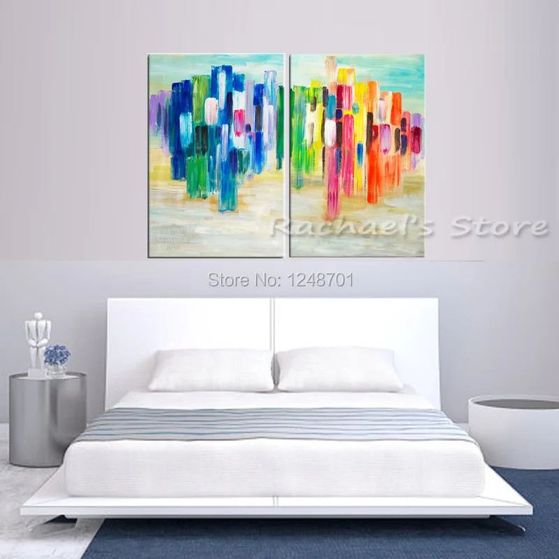 

Hand Painted Modern Abstract Oil Painting colorful Art pink blue green Picture Wall Art For Living Room Home Decoration Pictures