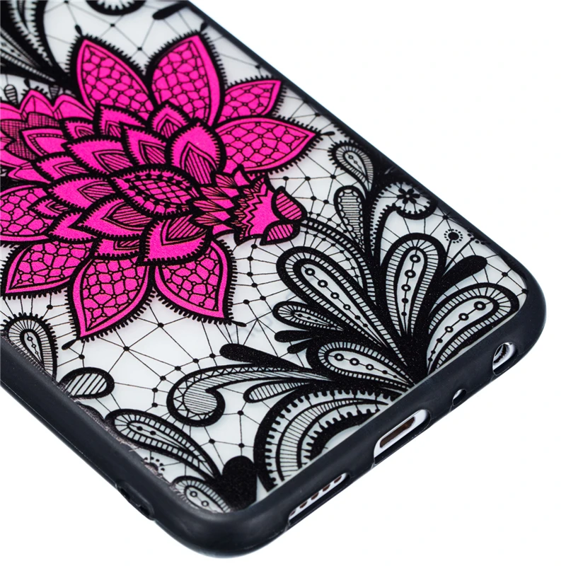 For Huawei Honor 9 Lite Case Dark Style Lace Black Rose Flower Relief Phone Cover Fundas |