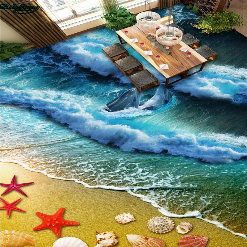 Большая пляжная раковина beibehang на заказ дельфин морская звезда 3D пол гостиная