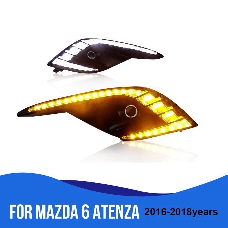 ROADOT 2 шт. Авто СИД DRL с желтыми сигналами поворота для Mazda 6 ATENZA 2016 2017 2018