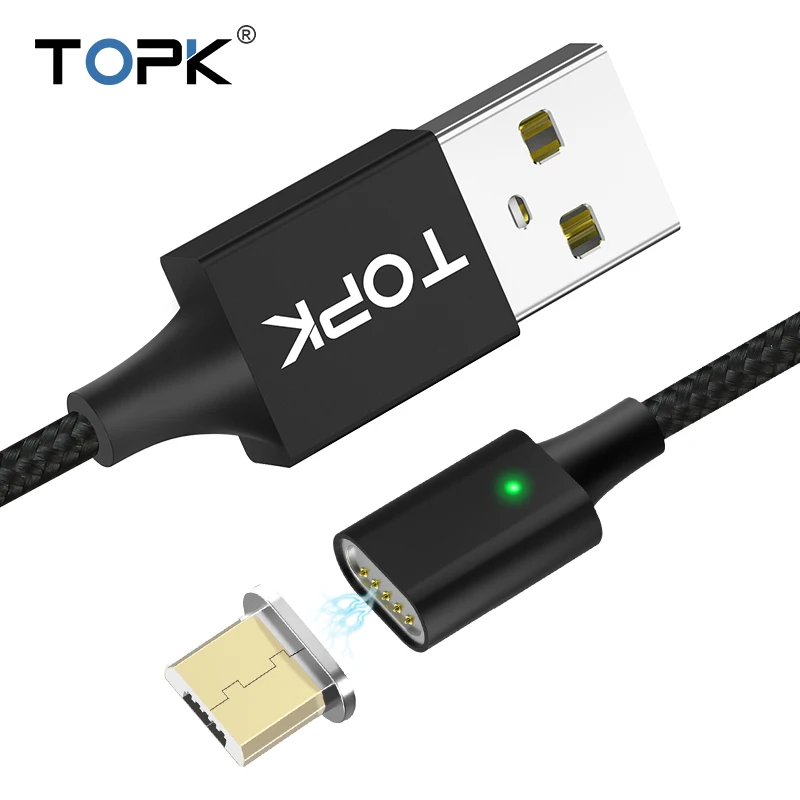 Магнитный кабель TOPK F-Line1 Micro USB для синхронизации данных нейлоновый Плетеный