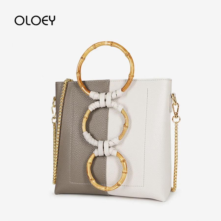 Женская сумка из ПУ кожи с деревянными ручками и кольцом|Сумки ручками| |