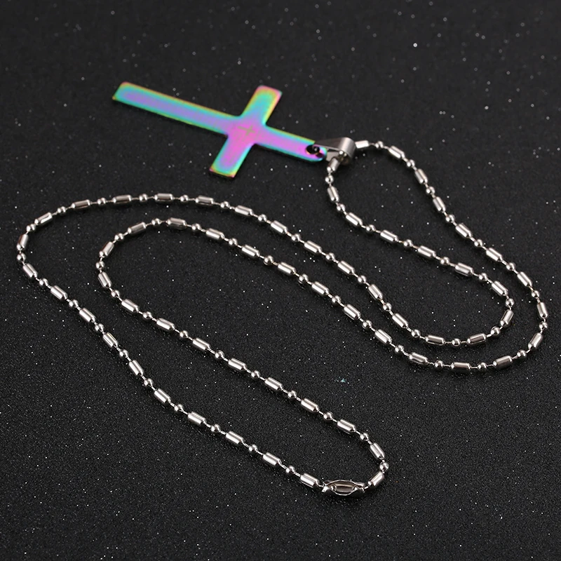 JIAKOU Cross Necklace For Women/ Men Colorful Stainless Steel Brad Chain Pendant Women Jewelry Accessories | Украшения и