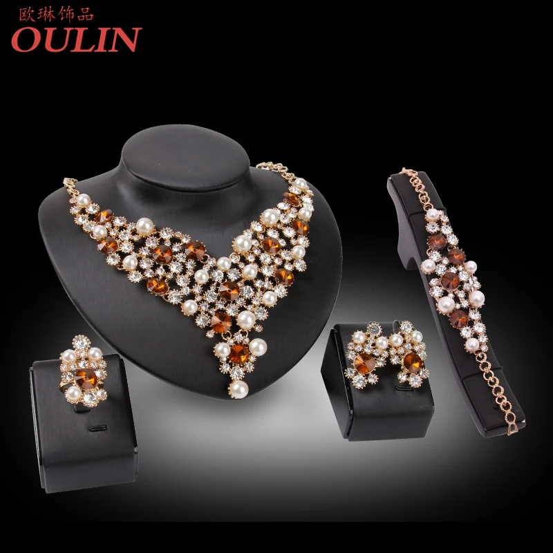 2016 Европа и соединенные Штаты преувеличены Ювелирные Наборы Ожерелье &amp браслет