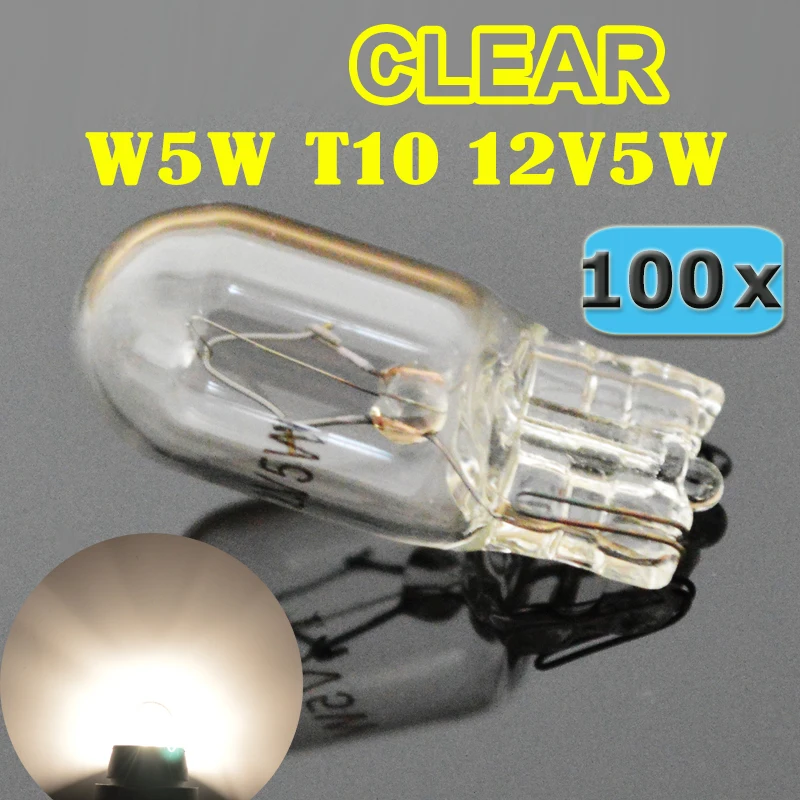 Flytop (100 шт./лот) прозрачное 501 194 W5W T10 белое стекло 12 В 5 Вт W2.1x9.5d автомобильная лампа