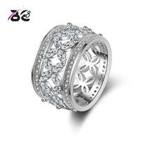be 8 simple european style top quality crytal cz pave white gold color flower shape rings for women anillos mujer r107