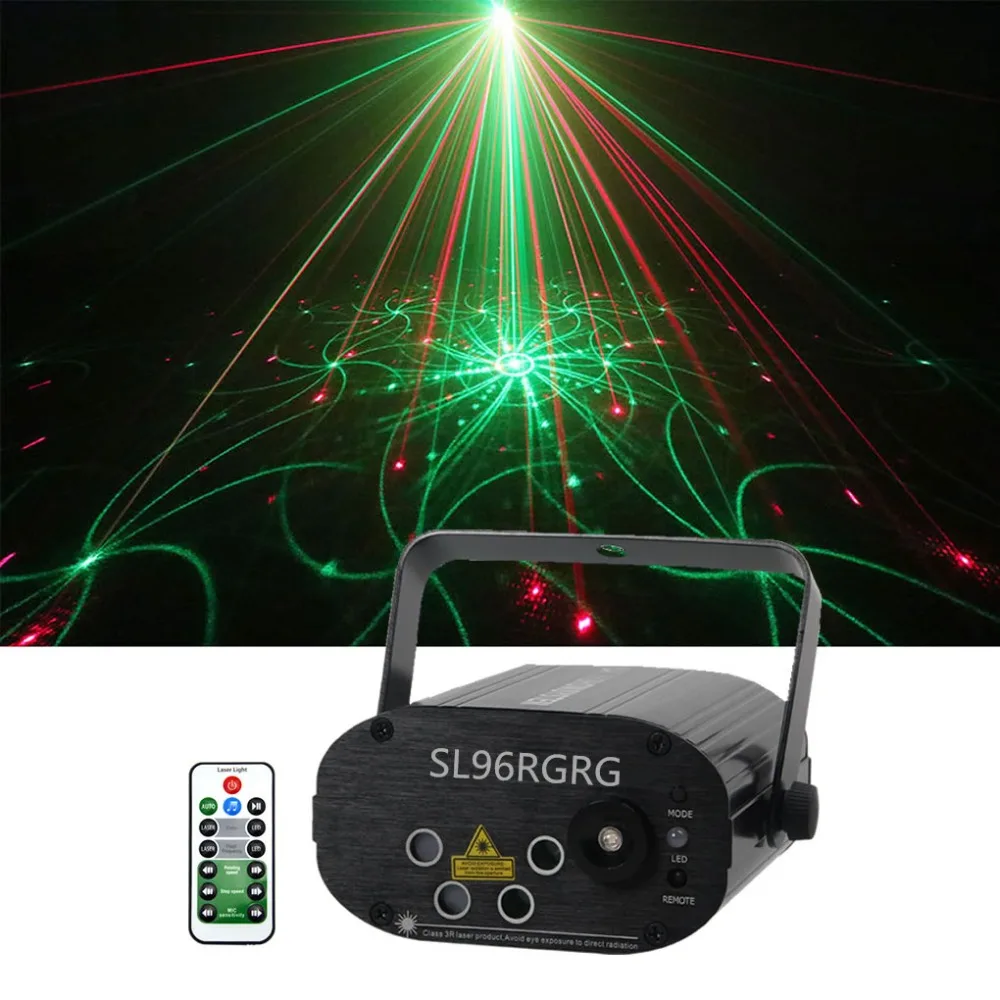 Sharelife 4 Lens Mini 96 RG Pattern Laser Light Music Remote Control Motor Speed DJ Gig Party Home Show Stage lighting SL96RGRG