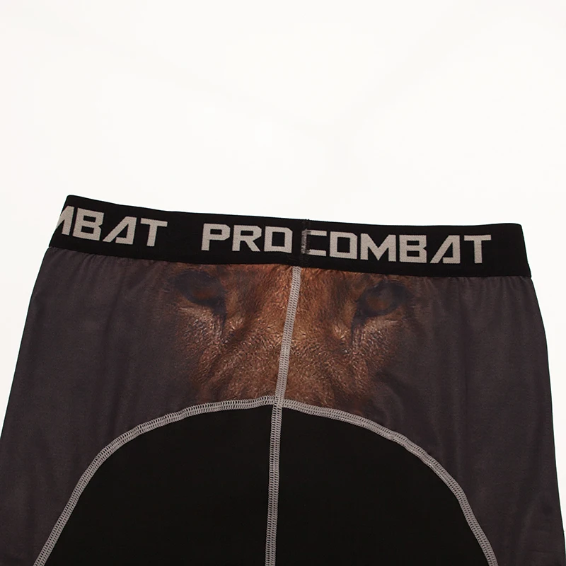 

New Lion Head Men's Compression Pants Body Fitness Quick-drying MMA Skinny Leggings Men's Base Layer Print Leggings