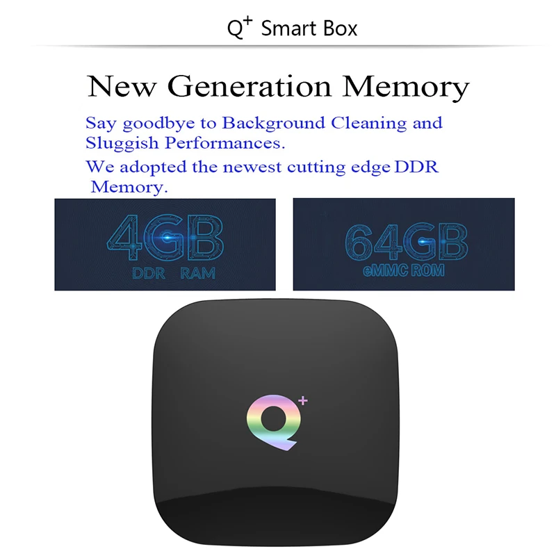 Q плюс Смарт ТВ коробке 6 K Android 9 0 Box 4 Гб Оперативная память 64 GB 32 ядра H.265 2 ГГц USB3.0