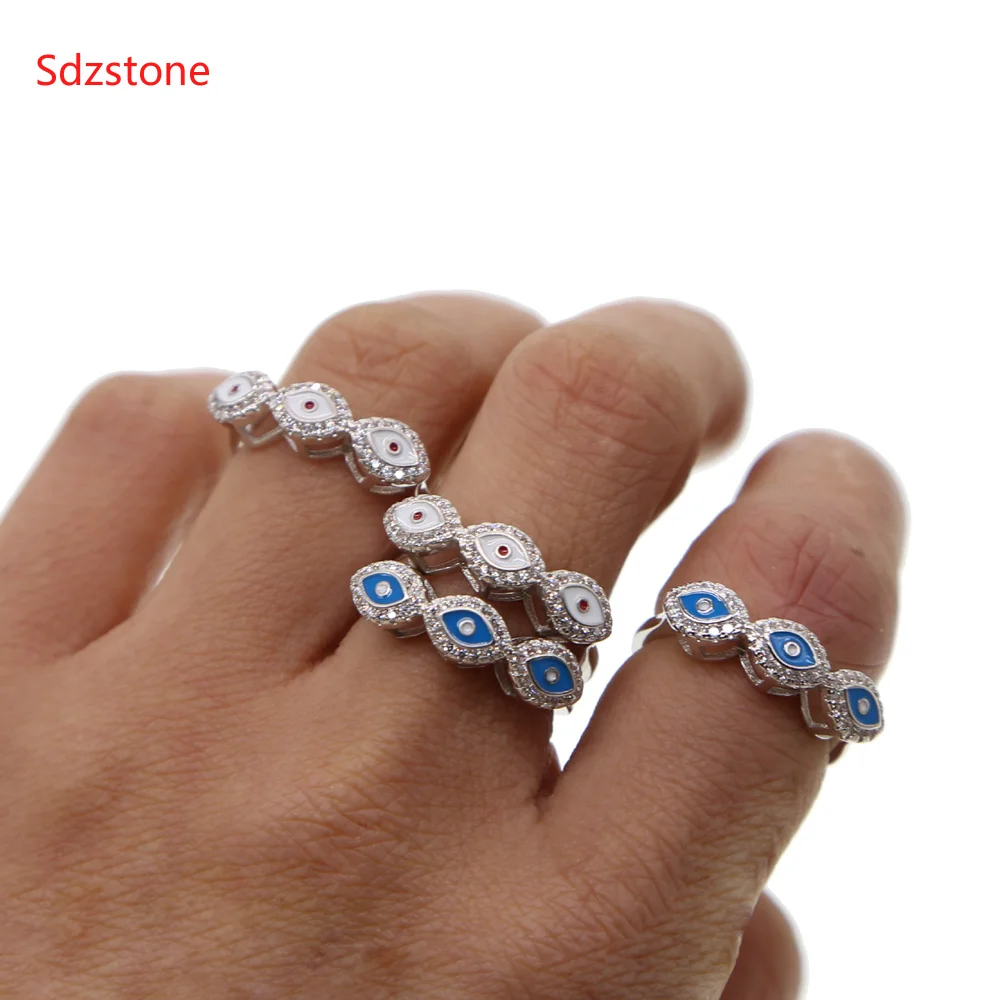 white blue enamel eye Punk Anel Ring Anillos Turkish Evil Eye Rings Jewelry Bff Best Friends Couple Fashion Designer | Украшения и