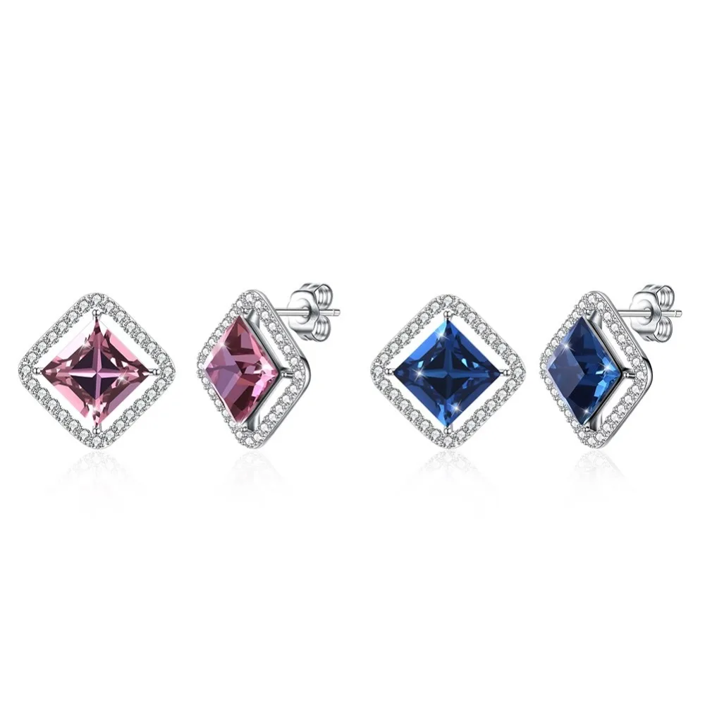 LEKANI/серьги-гвоздики с кристаллами Swarovski квадратные серьги-гвоздики из красного и