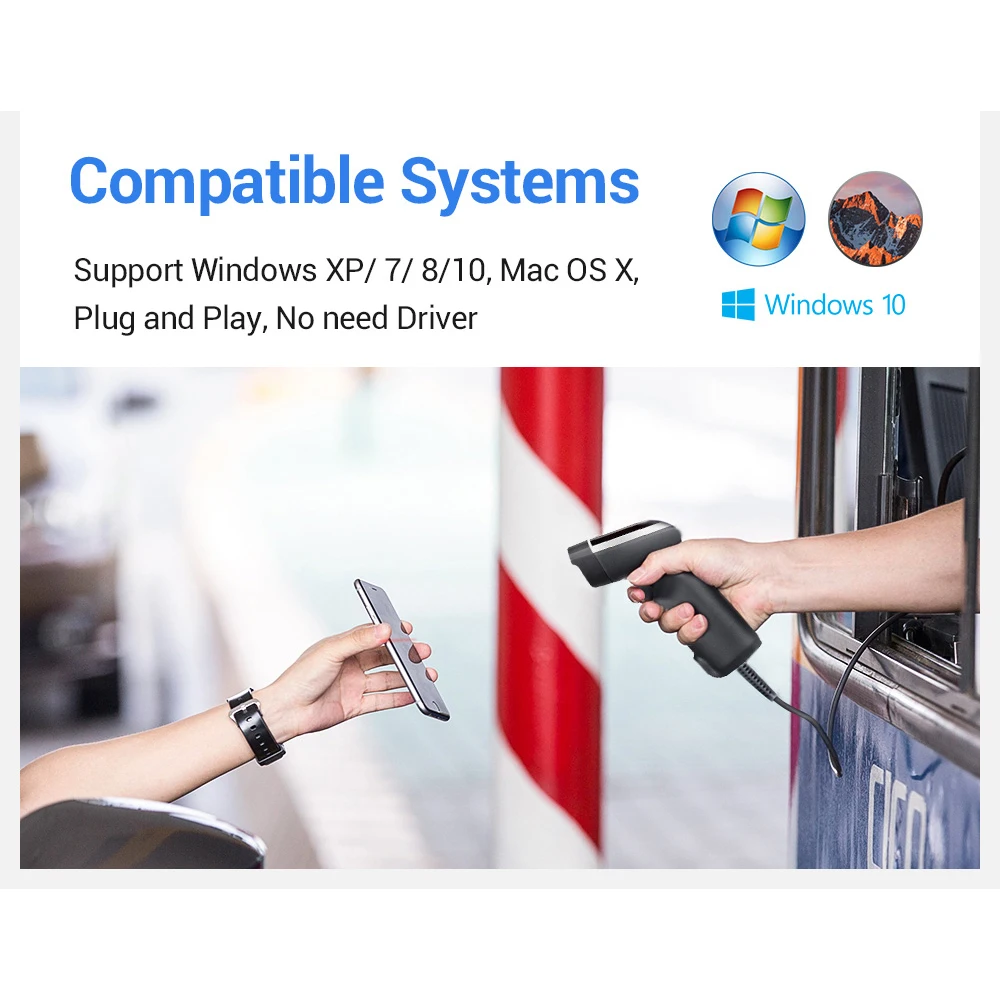 EYOYO EY 007S 1D 2 4 ГГц Беспроводной usb cканер штрихкода проводной лазер Свет бар сканер
