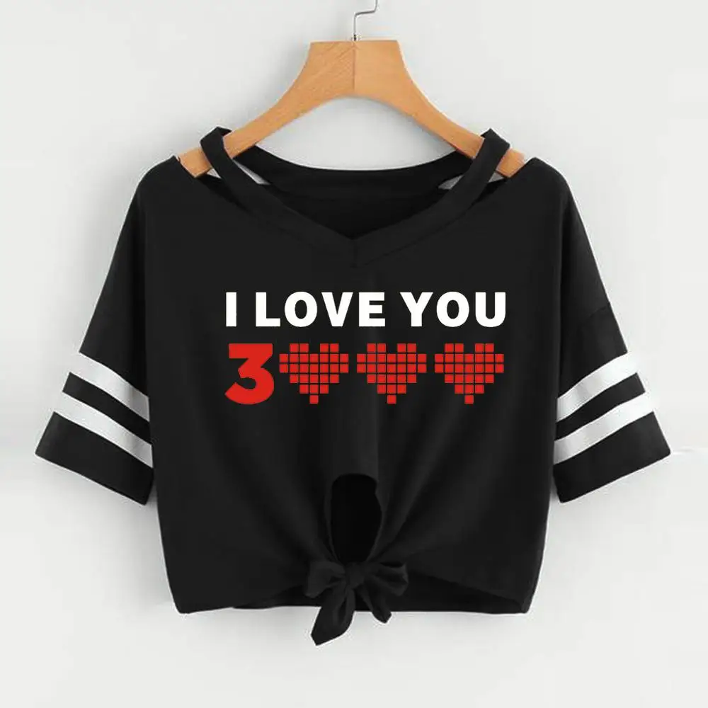 Женская футболка Новая женская I Love You 3000 раз с узором короткая коротким рукавом