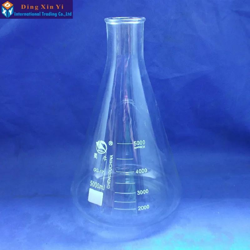 5000 мл стеклянная колба Erlenmeyer коническая для лабораторного использования