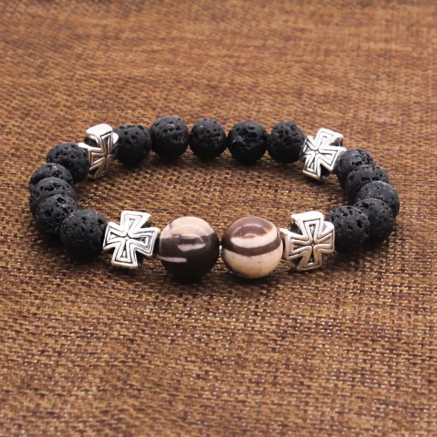 Оптовая продажа черный вулканический лавовый камень who470 тигровый глаз 8 мм зебры