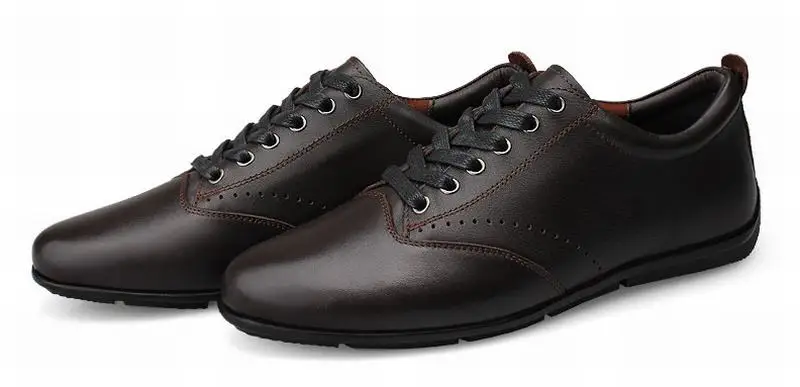 Мужская повседневная обувь из натуральной кожи цвет черный коричневый на