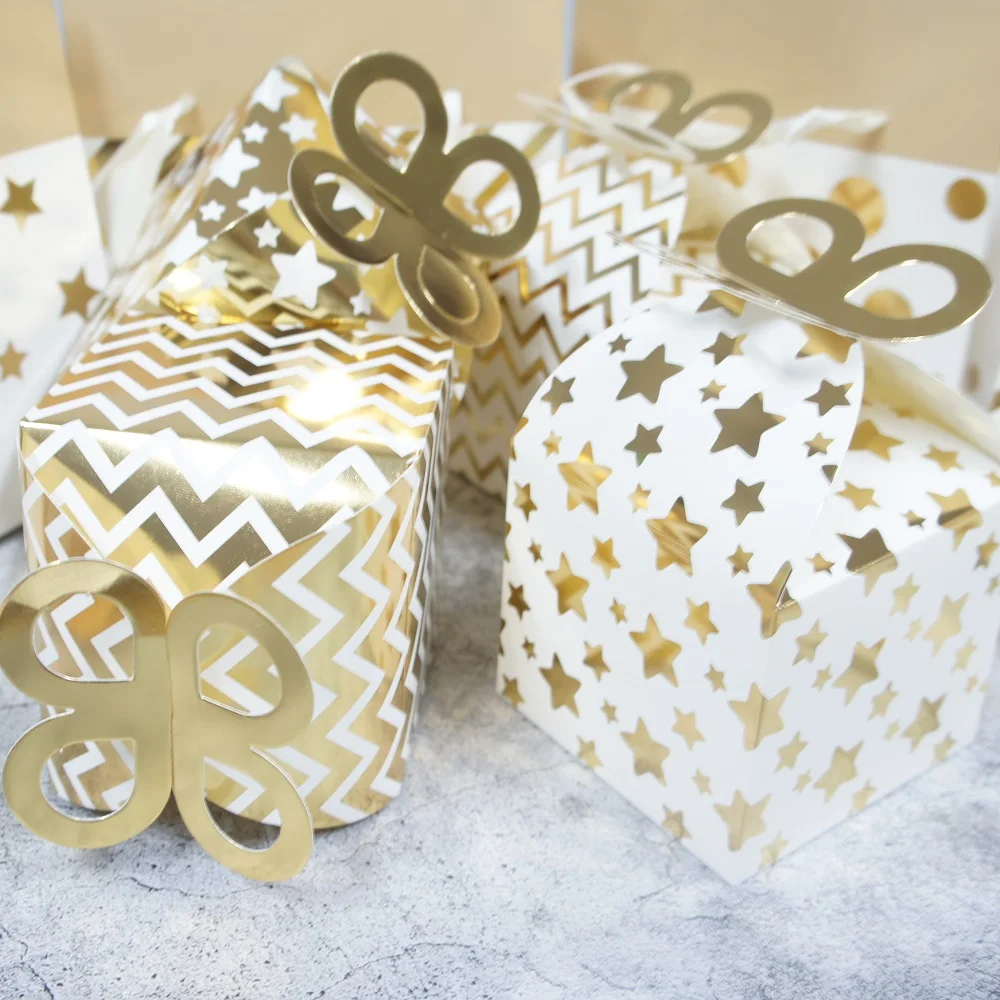 

elegant 12pcs gold butterfly shape Paper Box candy Cookie valentine chocolate gift Packaging Storage Boxes Wedding Christmas Use