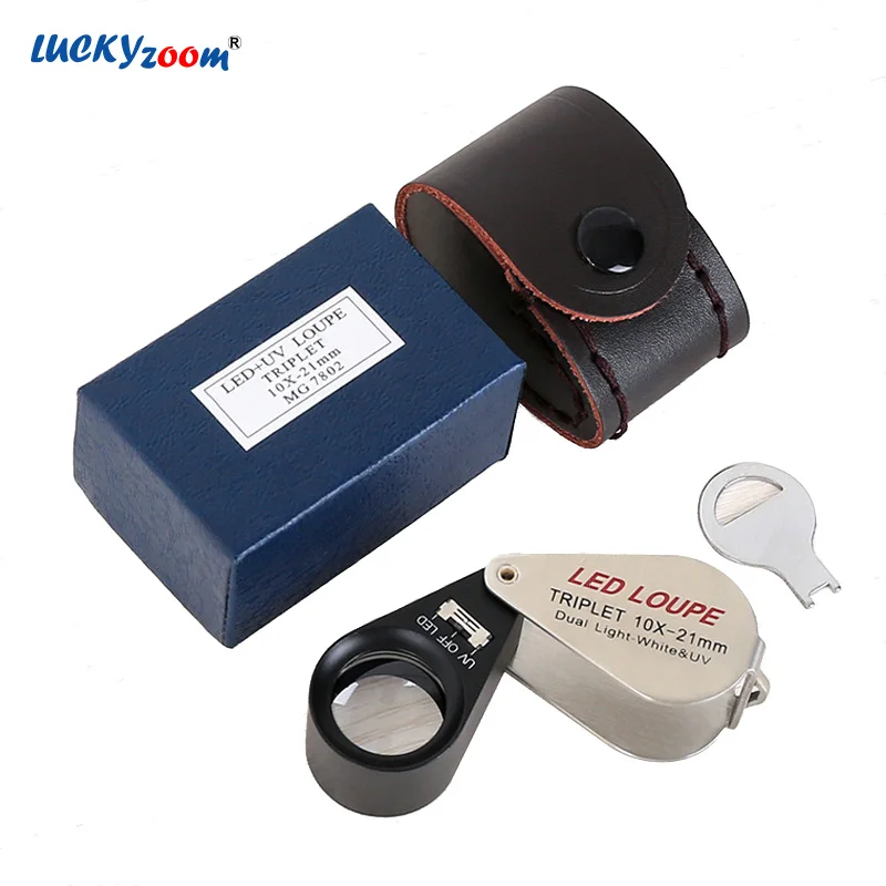 

Foldable 6 LED 10X Illuminated Ring Light Magnifying Glass 7 UV Currency Money Detecting Magnifier Loupe Jewelry Lupa