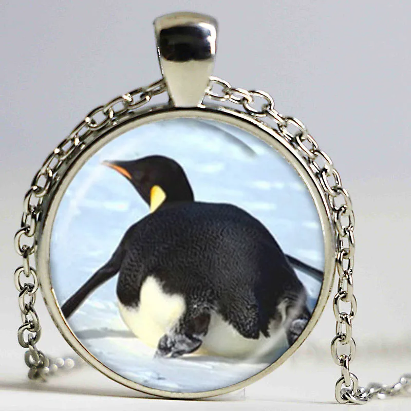 Black and White Penguin Mother Baby Photo Necklace Family Jewelry Polar Bird Animal Sweater Silver Color Pendant | Украшения и