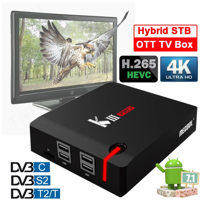 MECOOL KIII Pro 3g 16G двойной Wifi Отт Смарт ТВ приставка Amlogic S912 Восьмиядерный DVB S S2 T T2 C