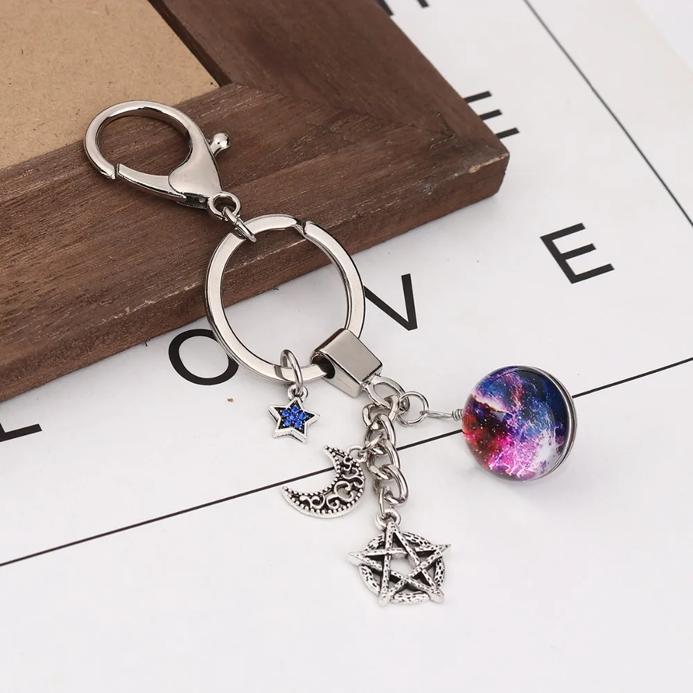 DoreenBeads стеклянный брелок и звезда серебряный цвет синий фиолетовый Вселенная