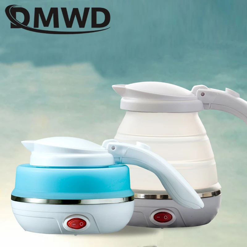 

DMWD Adjustable Voltage Electric Kettle Silicone Foldable Portable Travel Camp Mini Hot Water Heating Boiler Tea Pot Heater 0.5L