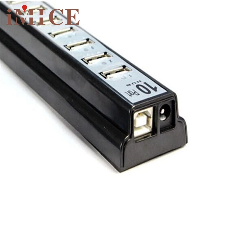 Del USA Plug 10 портов высокоскоростной концентратор USB 2 0 + адаптер питания для ПК