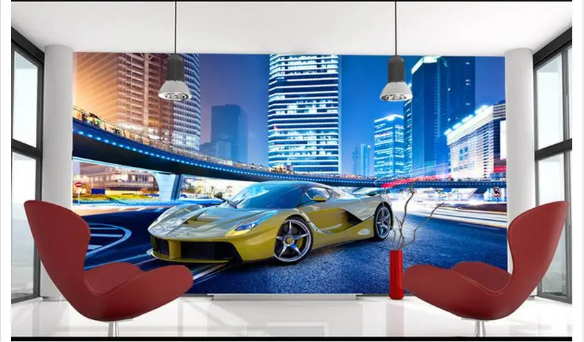3d фото обои на заказ настенные фрески крутой спортивный автомобиль фон обои|Обои|